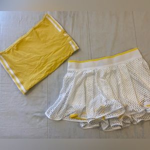 Yellow & White Adidas Tennis Skirt Two Piece Set